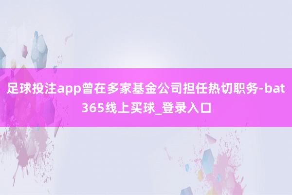 足球投注app曾在多家基金公司担任热切职务-bat365线上买球_登录入口