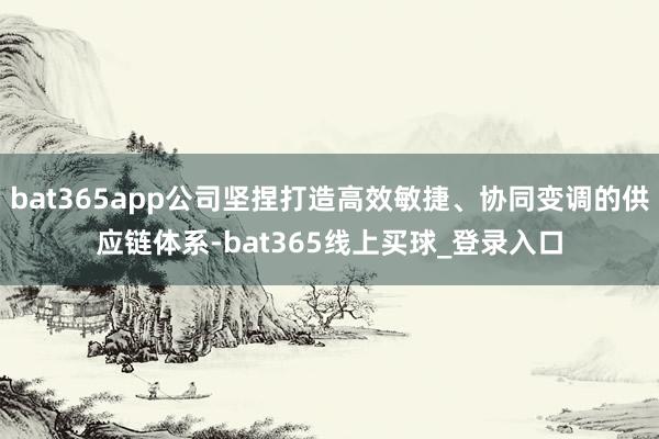bat365app公司坚捏打造高效敏捷、协同变调的供应链体系-bat365线上买球_登录入口