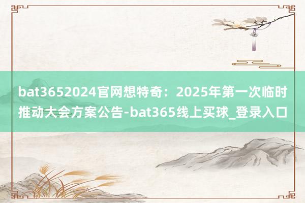 bat3652024官网想特奇：2025年第一次临时推动大会方案公告-bat365线上买球_登录入口