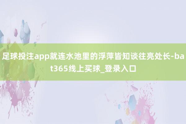 足球投注app就连水池里的浮萍皆知谈往亮处长-bat365线上买球_登录入口